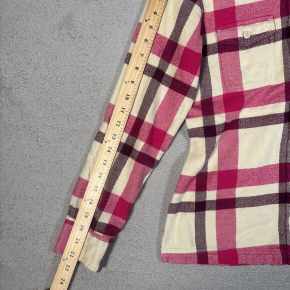 Patagonia Cotton Fjord Flannel Shirt Women’s Size 2 Pink Purple Cream Plaid - Picture 10 of 14